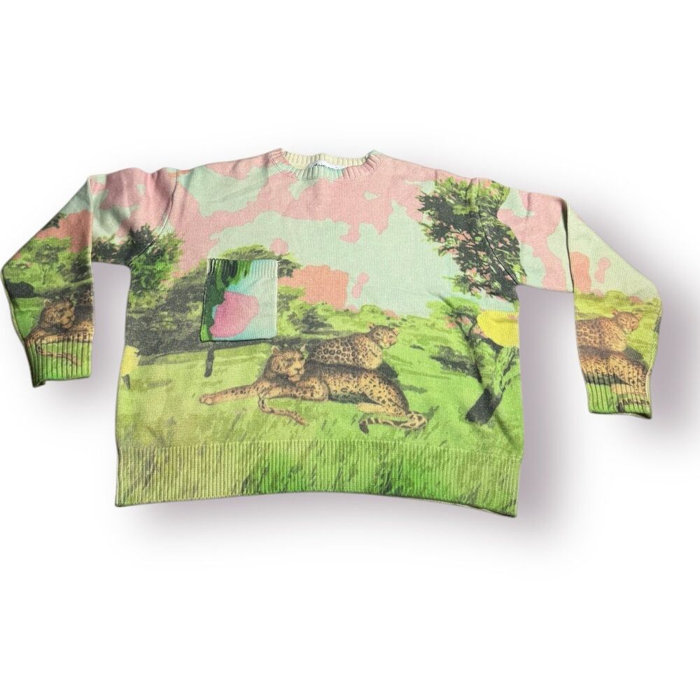 Siberia Hills Africa Knit‎ Sweater Large Animal Colorful Rare
